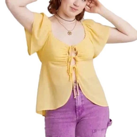 Wild Fable Yellow Flutter Top (Sz M) - Picture 7 of 12
